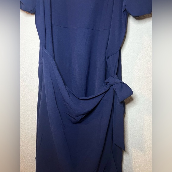 SAMPEEL Women's Summer Dress – Square Neck Puff Sleeve Tie Waist Short, Blue XXL - Picture 3 of 6